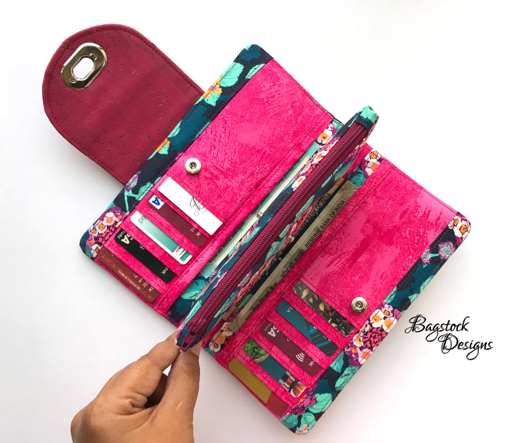Caprese MIA Medium Flap Wallet In Copper - Faux Leather Wallet With Cell Phone Holder & Adjustable Strap - View #5