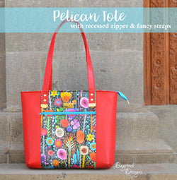 Pelican Tote with recessed zipper & fancy straps